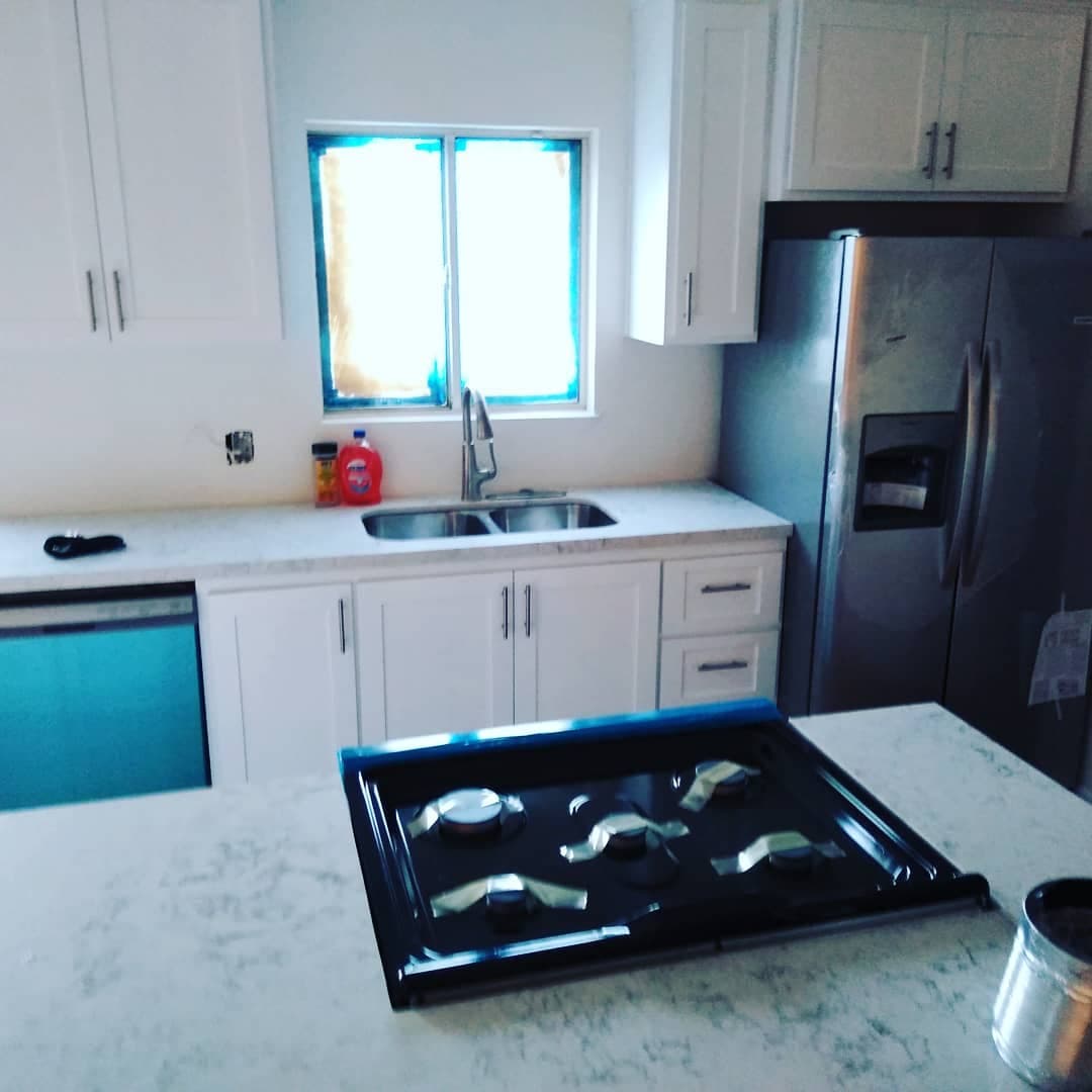 Remodeled kitchen with brand new island