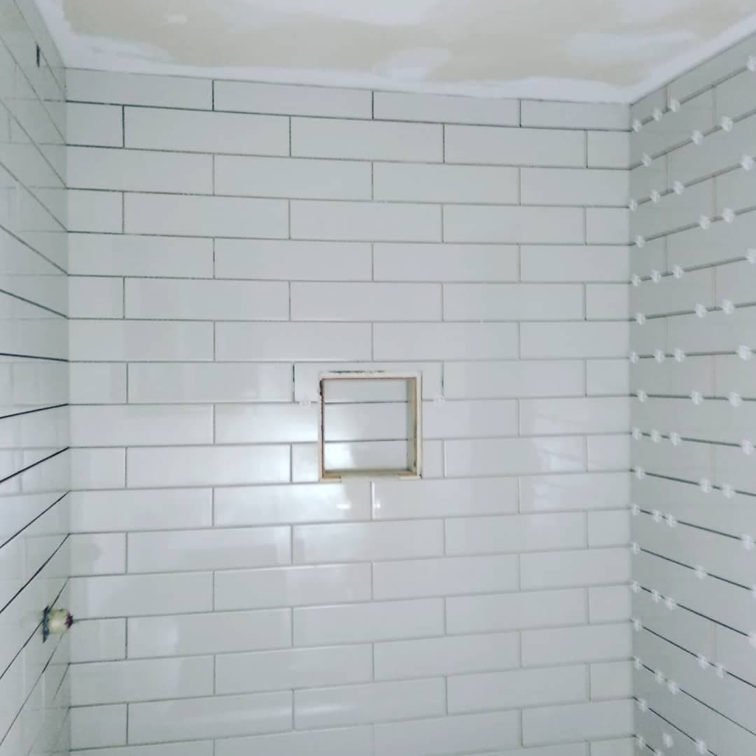 Remodeled bathroom tile shower