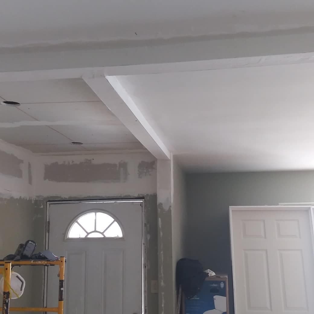 Putting drywall up inside of a home